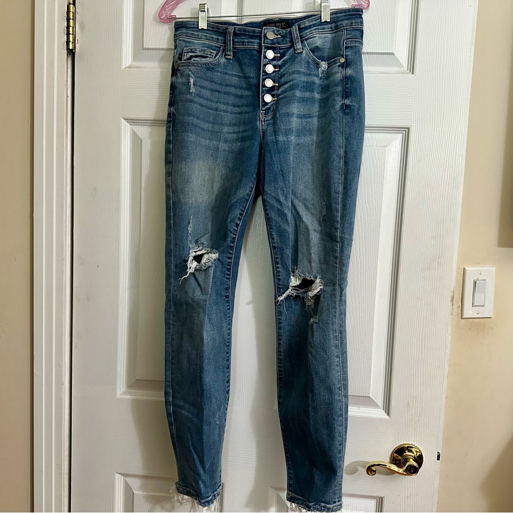Judy Blue Boyfriend Blue Jeans with Distressed Details